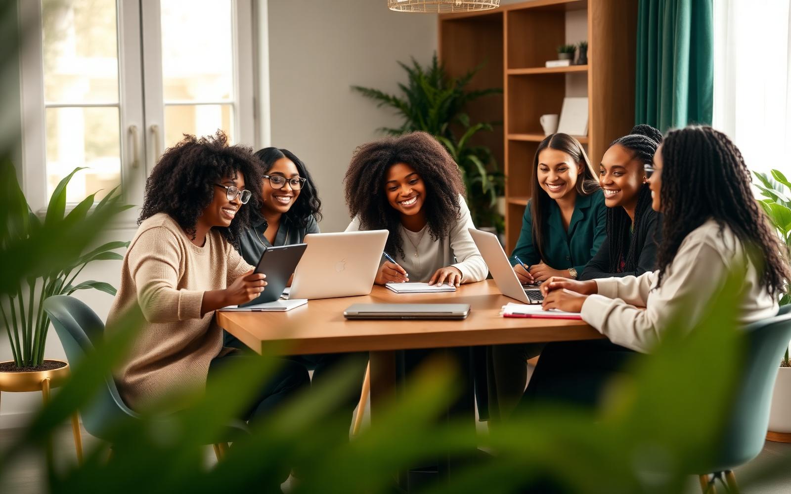 Diverse group of interns and clinicians collaborating in a warm behavioral health office